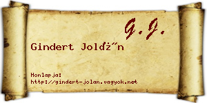 Gindert Jolán névjegykártya