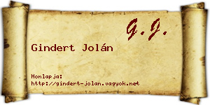 Gindert Jolán névjegykártya
